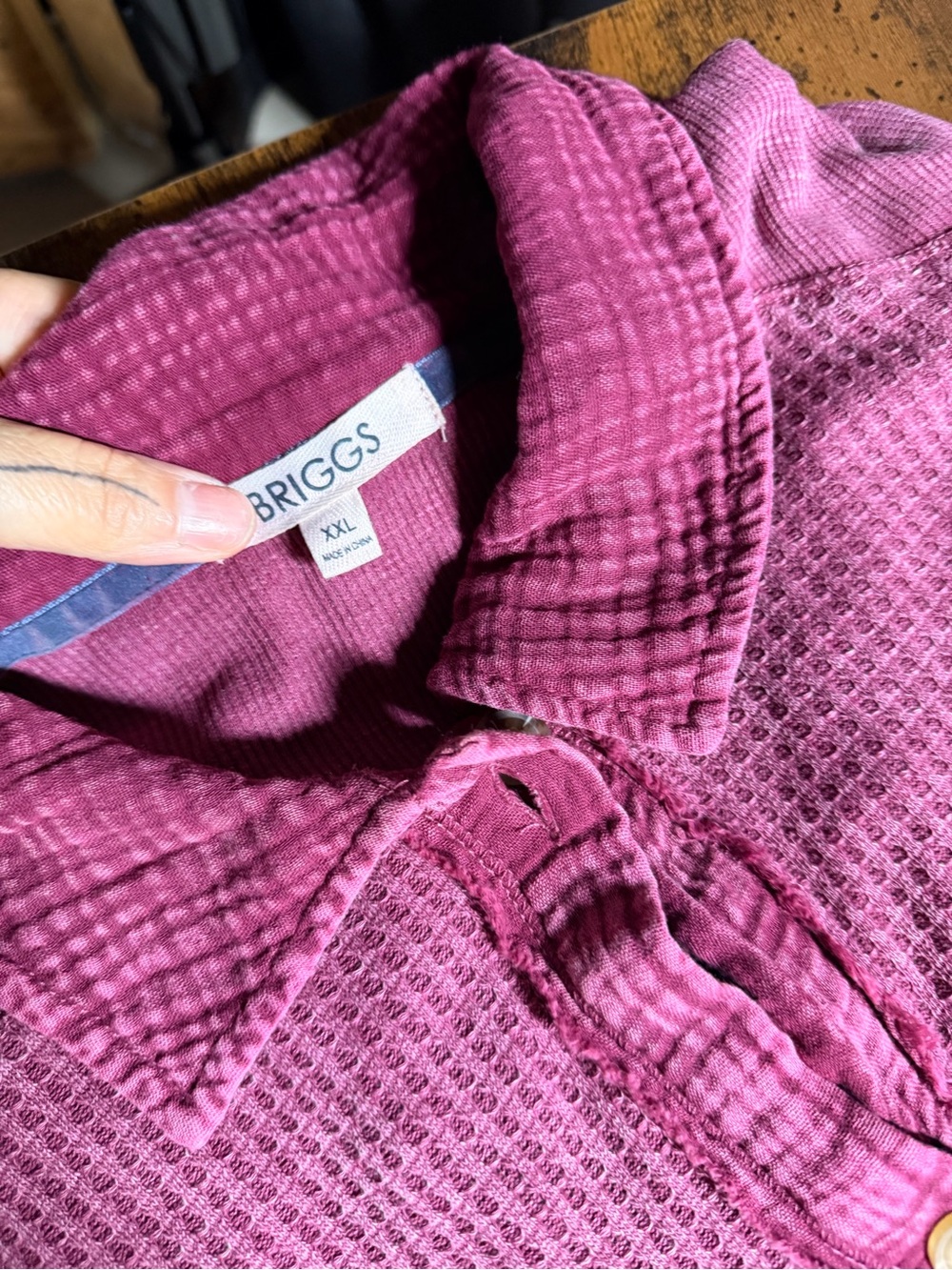 Briggs New York Men's Button-Down Waffle Polo - Magenta